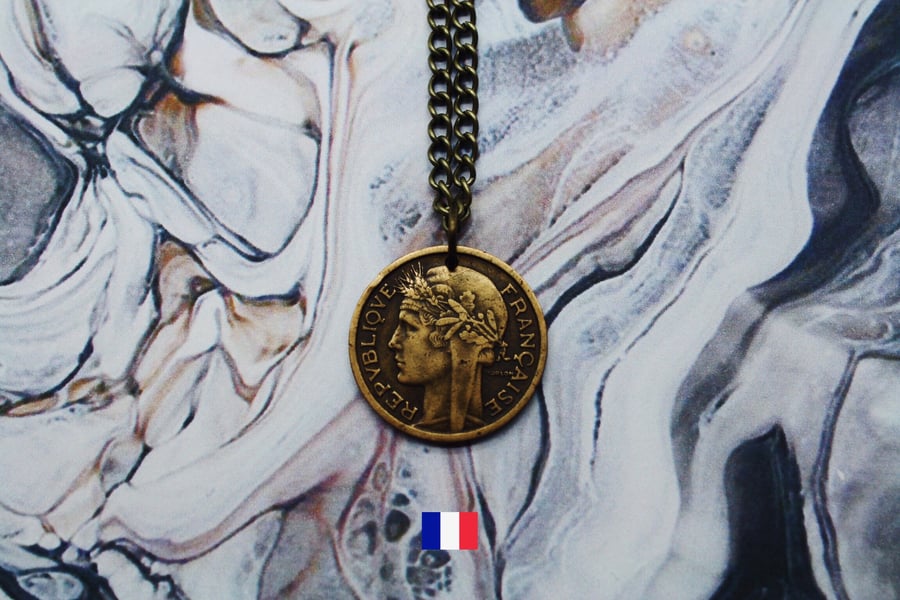 Image of French Gold 1 Franc Coin Necklace