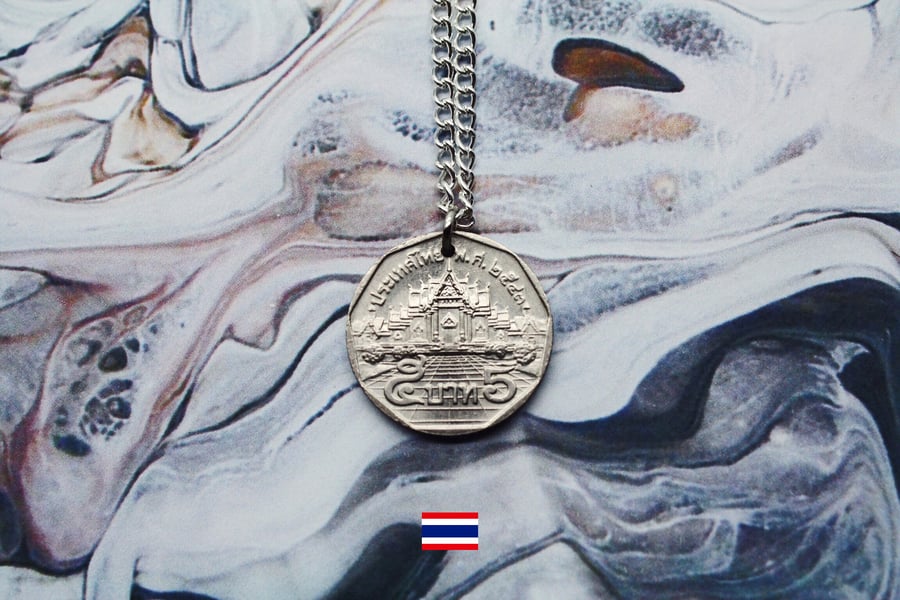 Image of Thai Silver 5 Baht Coin Necklace