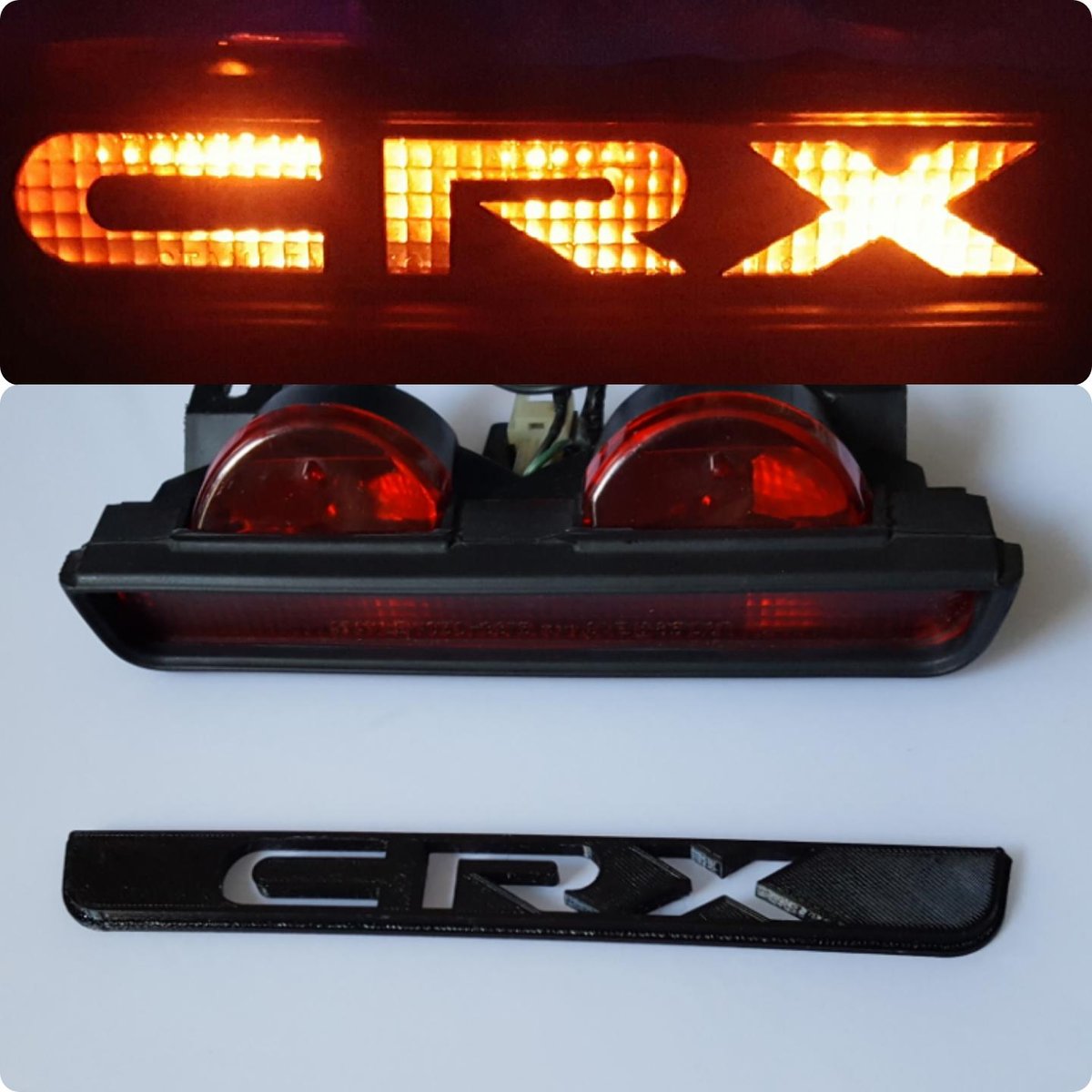 88 91 Honda CRX 3rd Brake Light Logo Overlay Panel 3d 