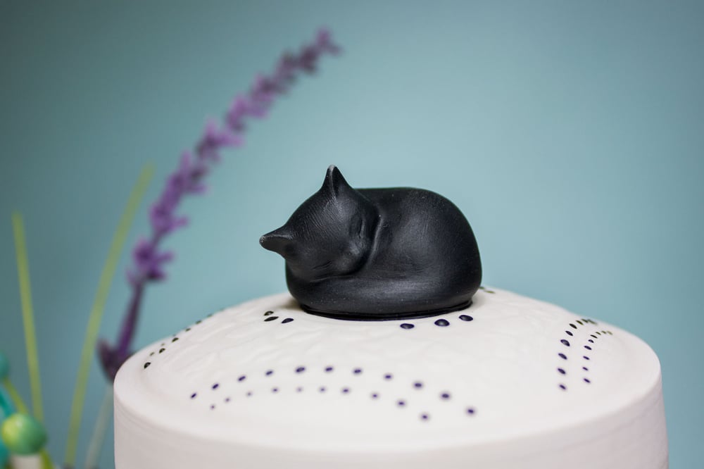 Image of Darling Ebony Pet Urn, Black Cat Urn