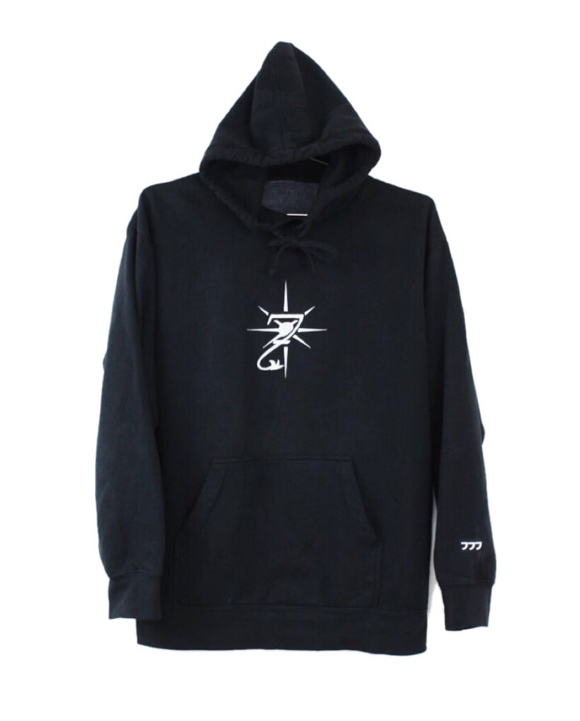 Image of "3STACKS" EMBROIDERED HOODIE - BLACK