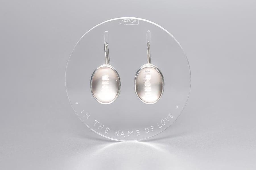 Image of "In the name of love" silver earrings with rose quartzes  · IN NOMINE AMORIS ·