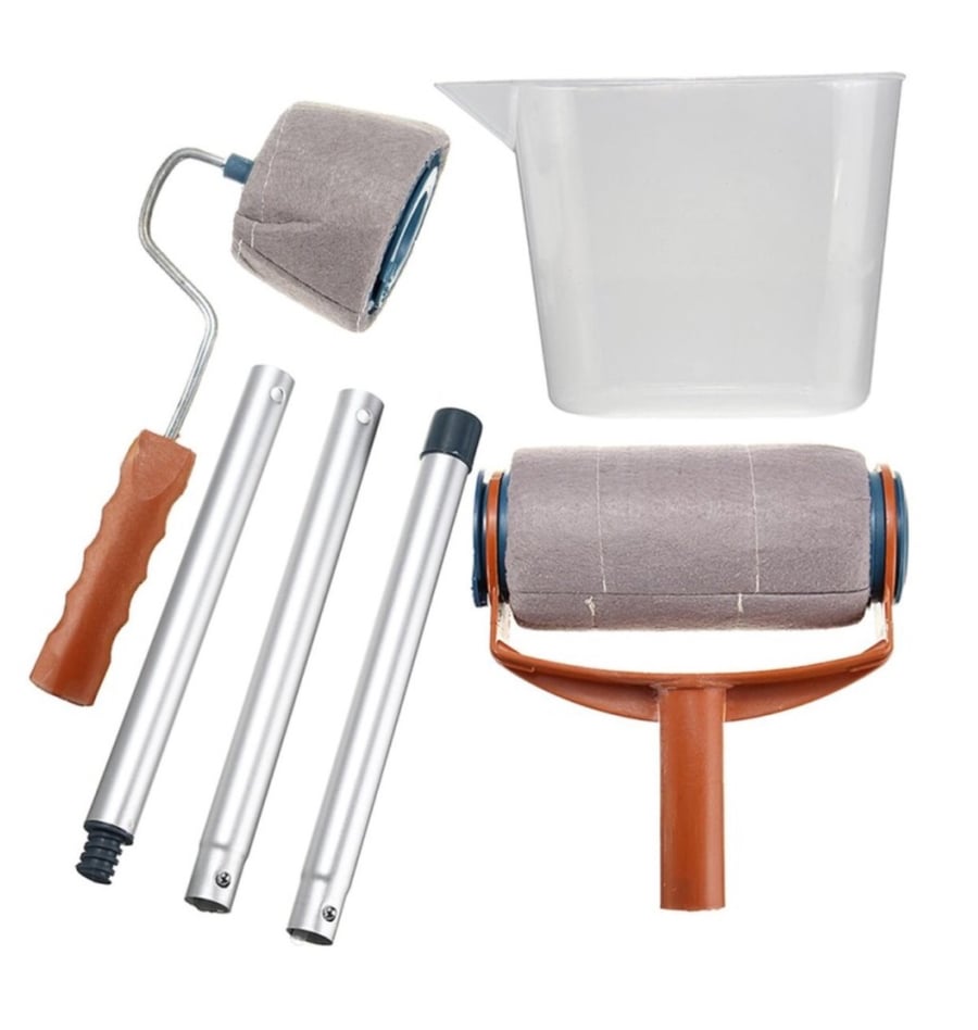 Image of 6Pcs/set Paint Roller Brush Handle Pro Flocked Edger Room Wall Painting Runner
