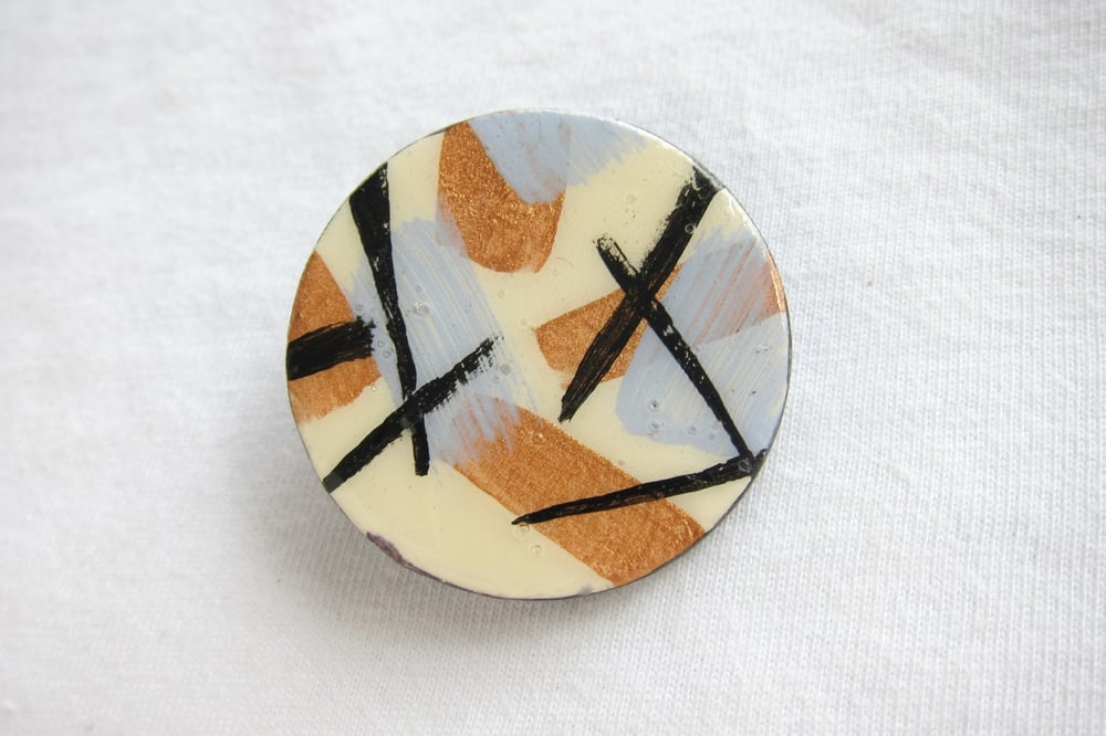 Image of White Mid Century Circle Brooch