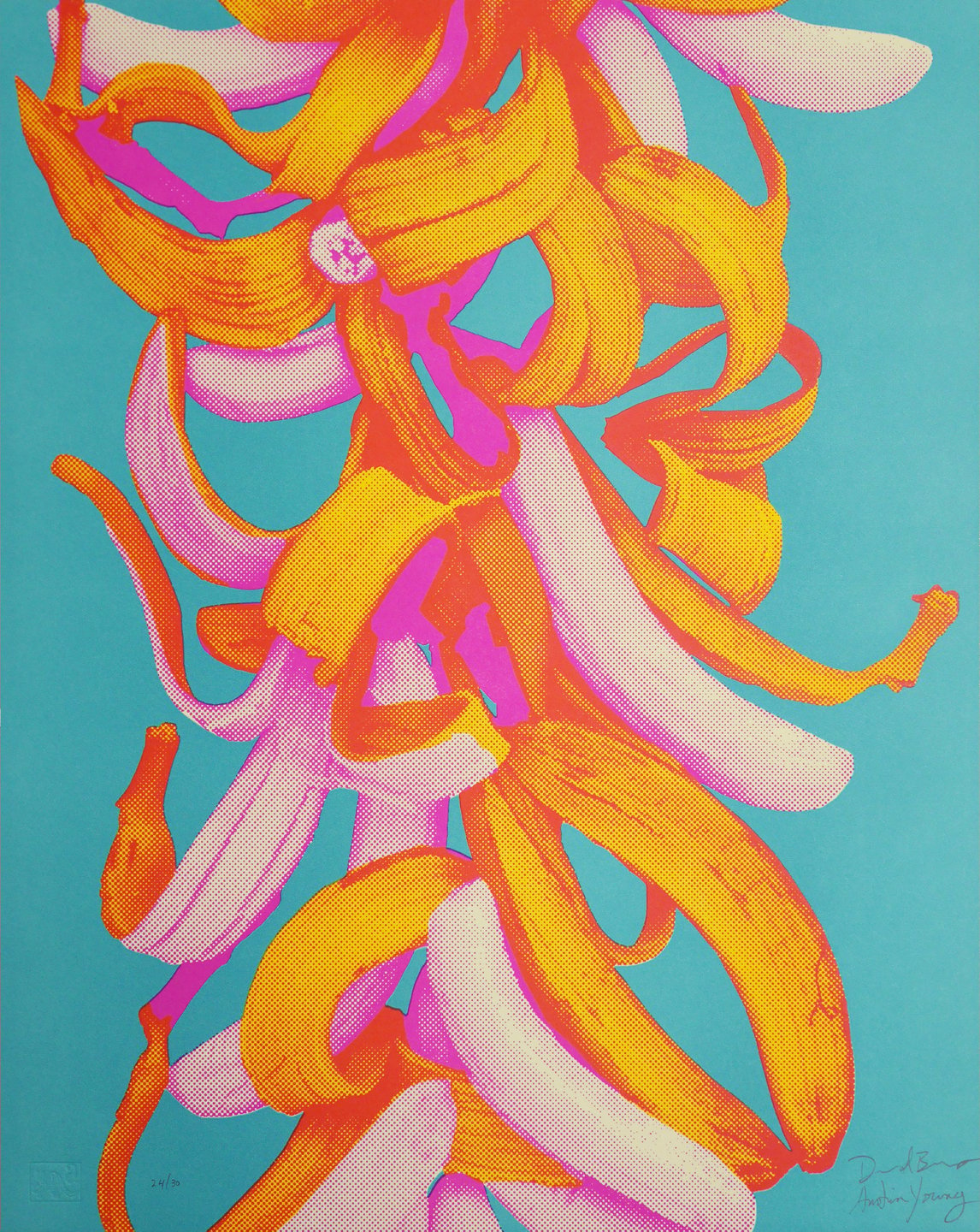 Image of Bananas in 3 Colors- Letterpress Print