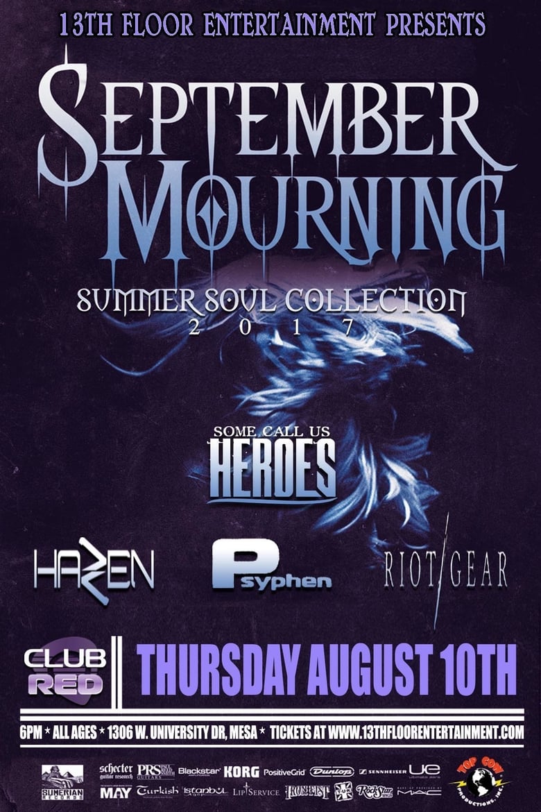 Image of PreSale Tickets for August 10th, Club Red w/September Mourning