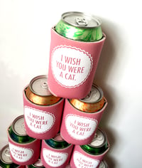Image 3 of I Wish You Were A Cat- screen-printed can cooler-mint
