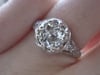 Art Deco Platinum 1.64ct Diamond solitaire ring with intricate diamond shoulders
