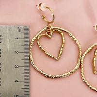 Image 5 of Large Textured Heart and Circle Half Hoops