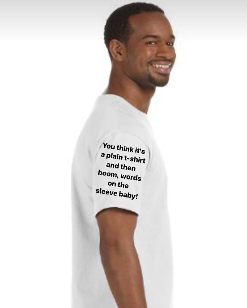 Image of WORDS ON THE SLEEVE BABY! Sleeve Print T-Shirt ~ Preorder ~