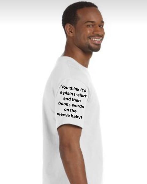 Image of WORDS ON THE SLEEVE BABY! Sleeve Print T-Shirt ~ Preorder ~