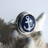 Anchors Aweigh Sterling Ring (Large) – Navy