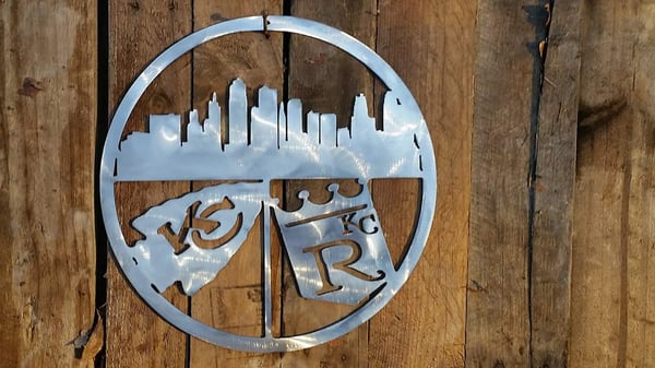 Image of Kansas City Skyline Royals and Cheifs Sign Great Gift Idea for Bar or Sports Fan