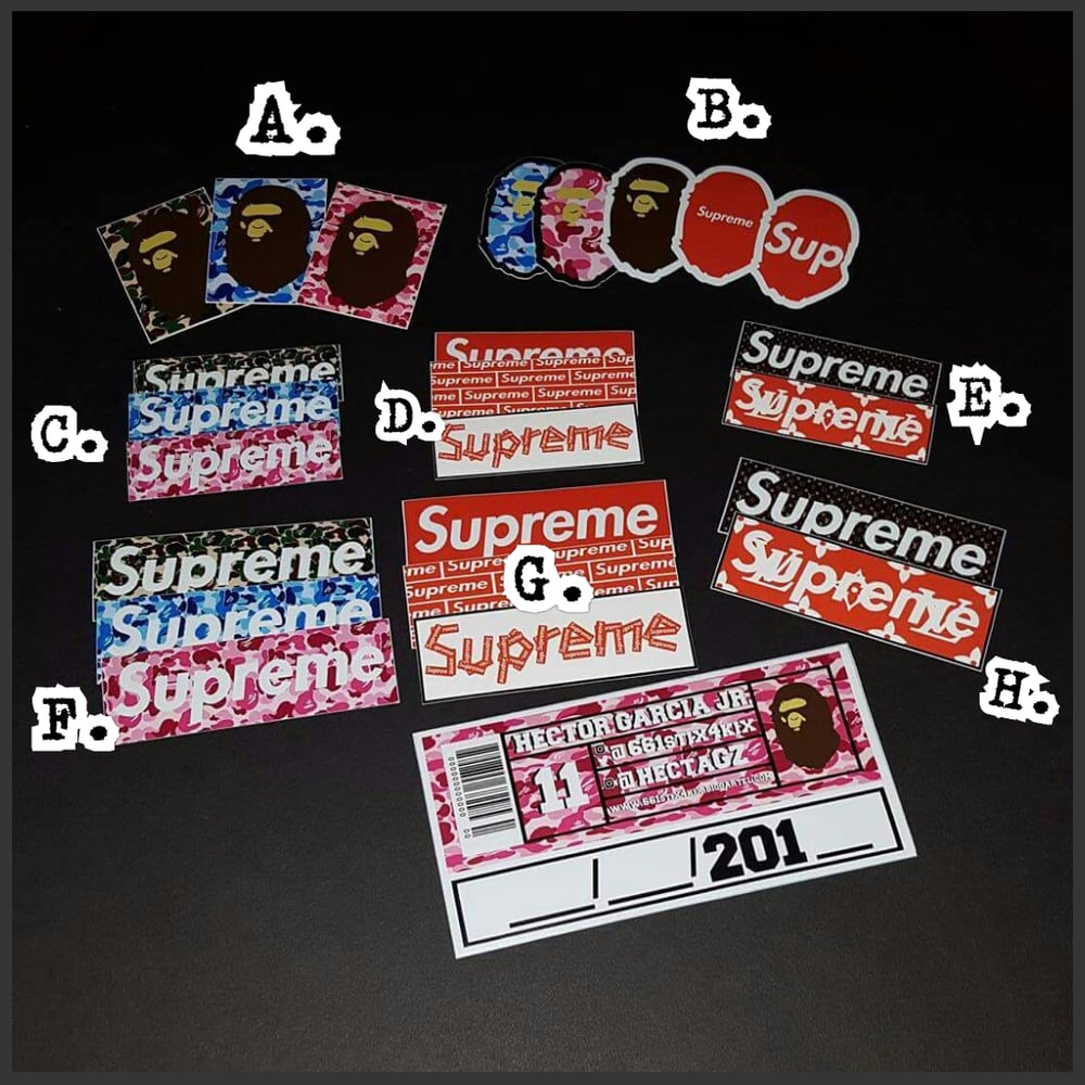 Image of Custom Printed BAPE & SUPREME Stickers