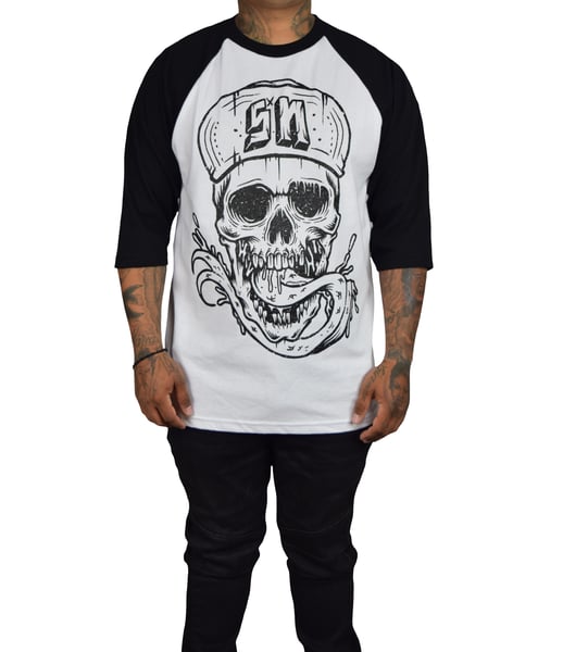 Image of Slick & Nasty Skull w/Tongue Baseball Tee