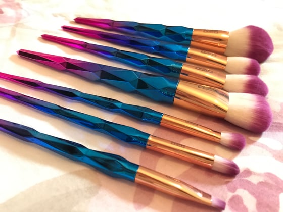 Image of Sayyas Unicorn Diamond Professional Make Up Brushes - 7 pc set
