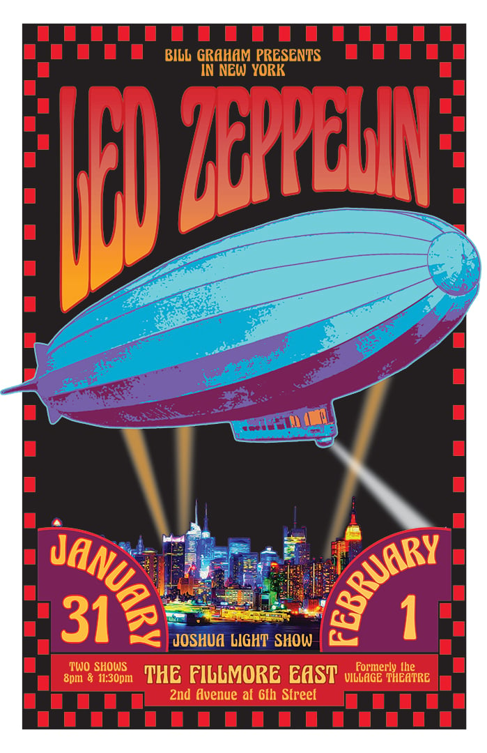 LED ZEPPELIN at The FILLMORE EAST 1969 | davidedwardbyrdposters