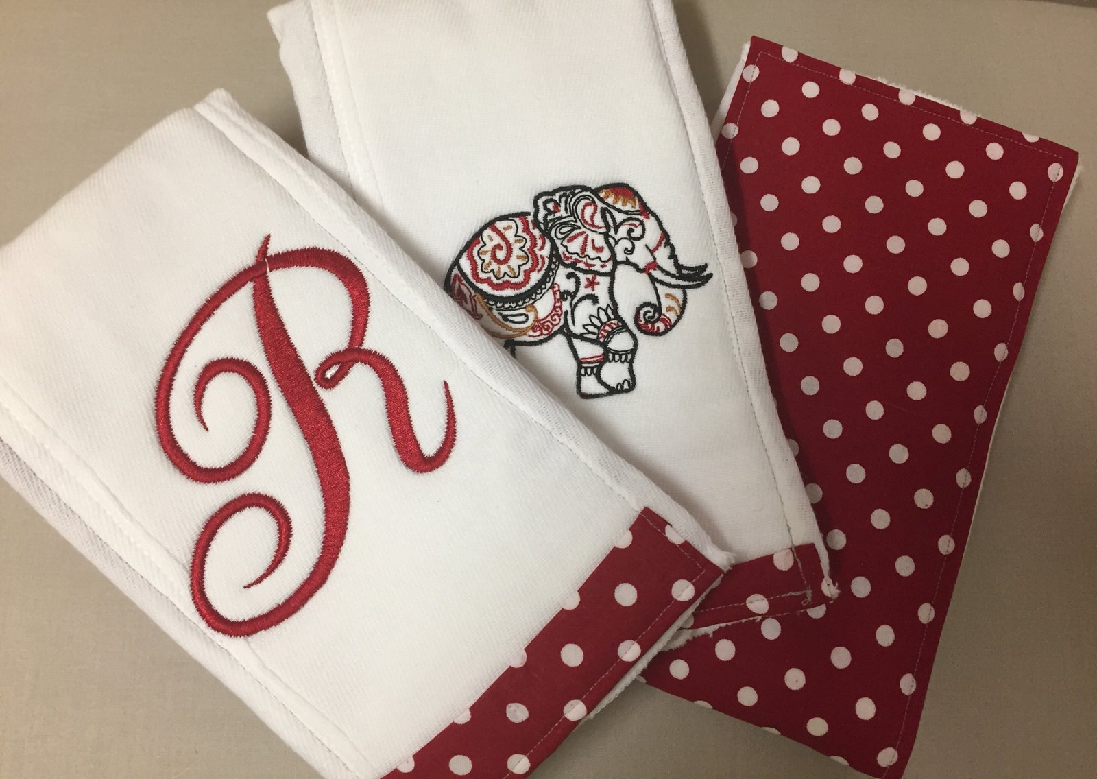 embroidered burp cloths