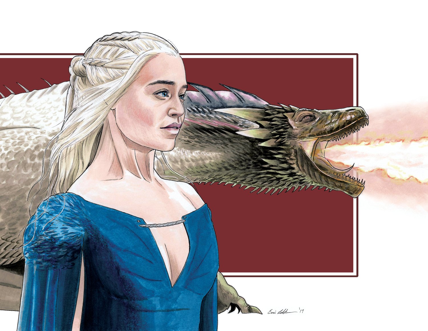 Image of "Mother of Dragons" Game of Thrones limited art print