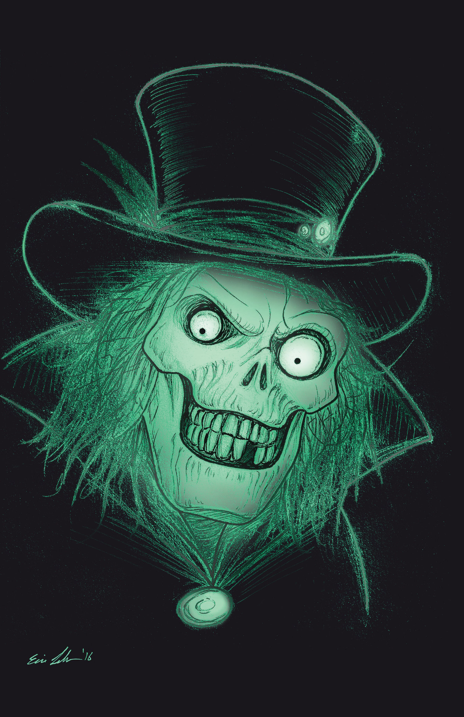 Image of "Hatbox Ghost" based on Disney's "The Haunted Mansion" limited art print