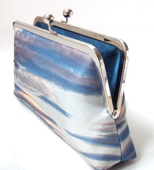 Image of Sunset clouds printed silk clutch bag + chain handle
