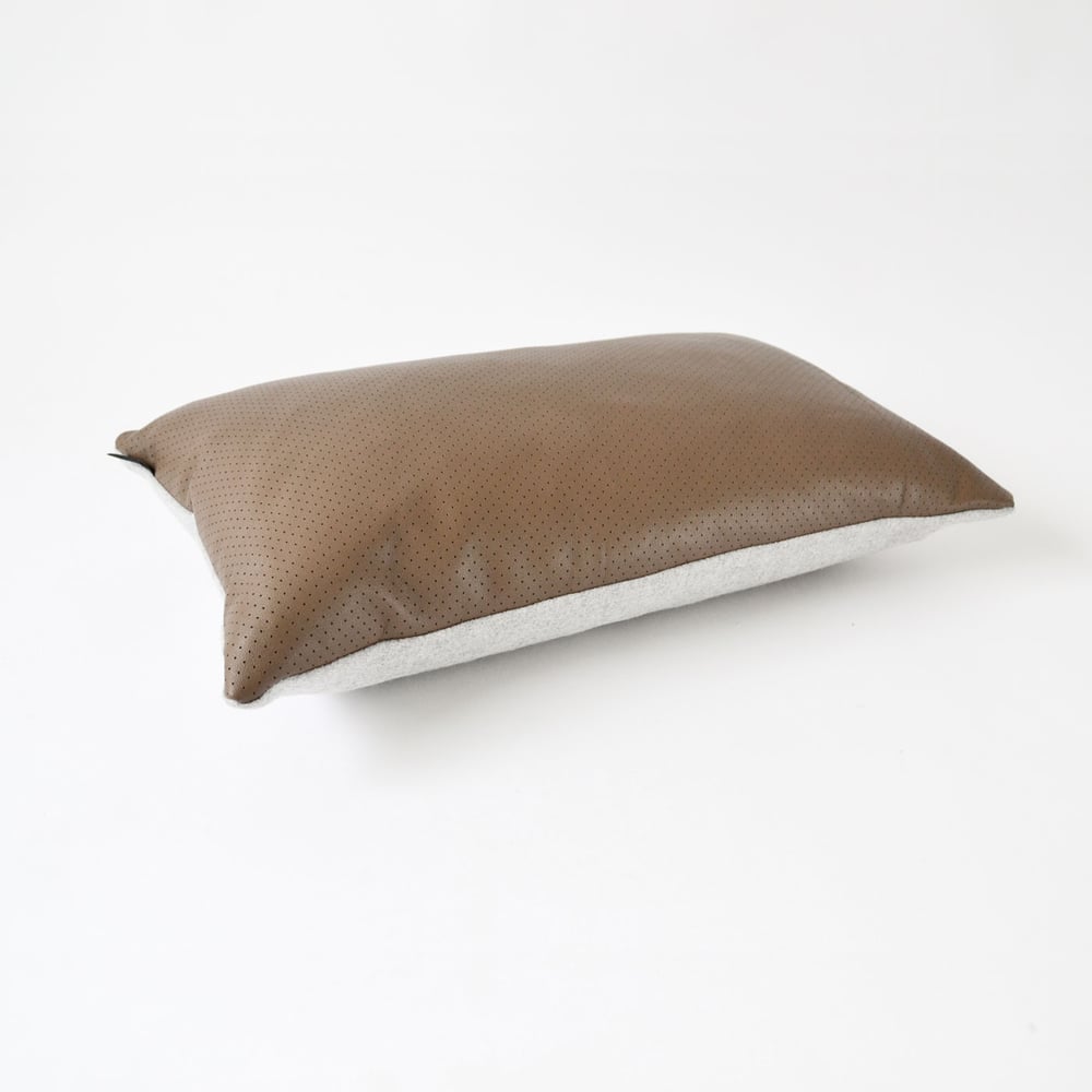 Image of Leather Chocolate Dotty Cushion Cover - (3 sizes available)
