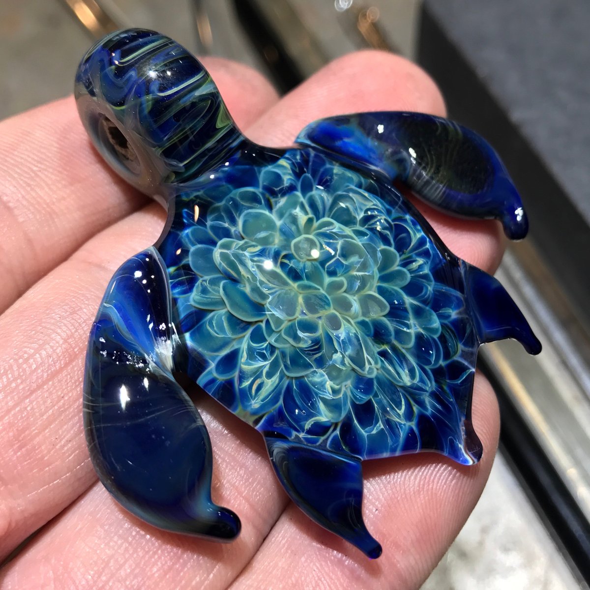 Katherman Glass — Blue Sea Turtle Pendant