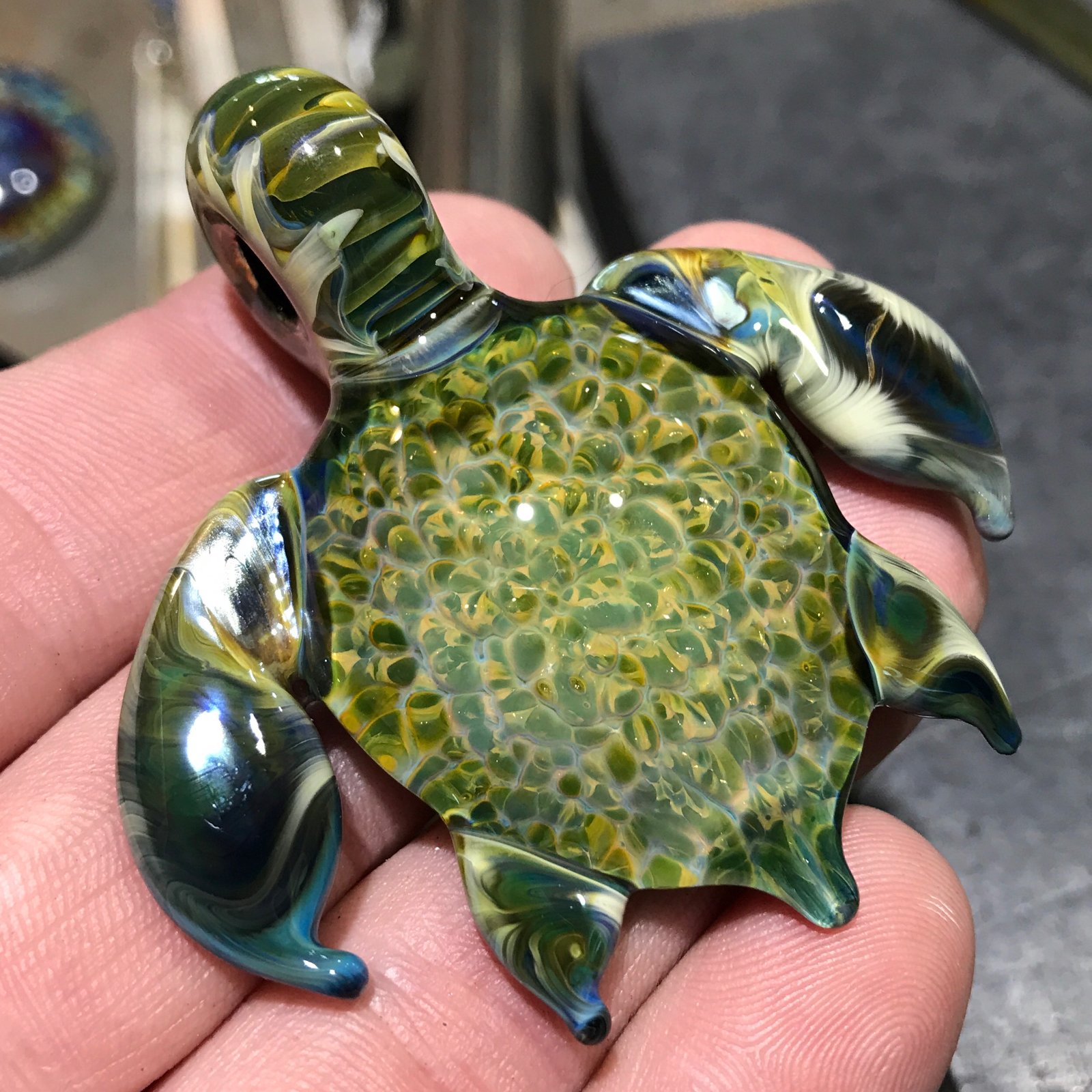 Necklace Our Large Hand Blown Glass Green Sea Turtle Pendant