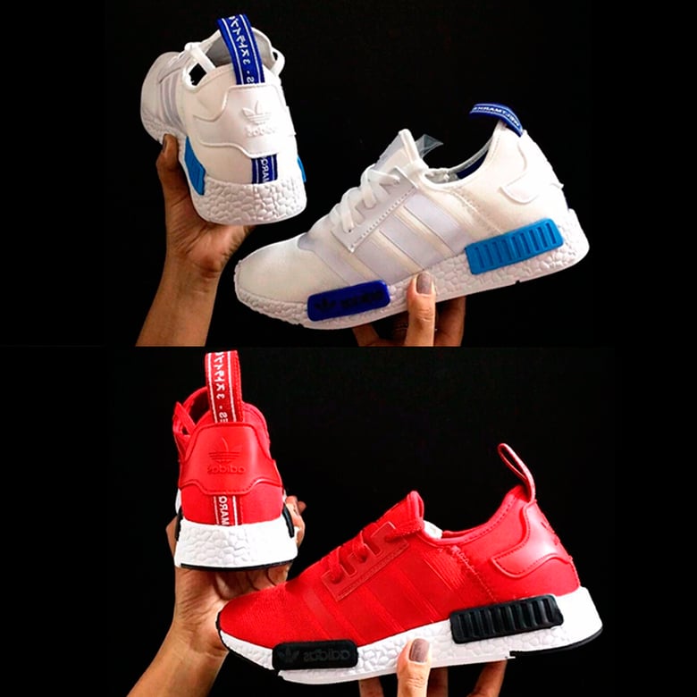 Image of Adidas NMD R1 "Whiteblue" "RED"