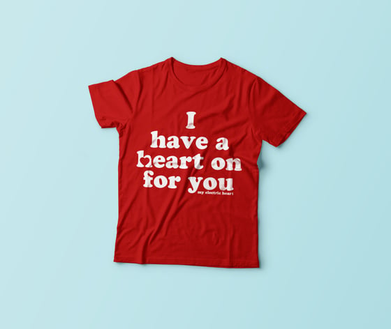 Image of Heart On Retro Tee - Red