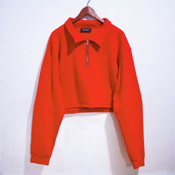 Image of CROPPED RED ZIPPERED SWEATER