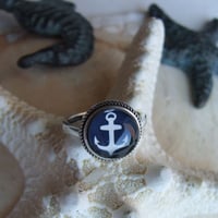 Image 2 of Anchors Aweigh Sterling Ring (Small) - Navy