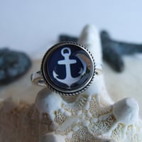 Image 1 of Anchors Aweigh Sterling Ring (Small) - Navy