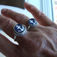 Image 5 of Anchors Aweigh Sterling Ring (Small) - Navy