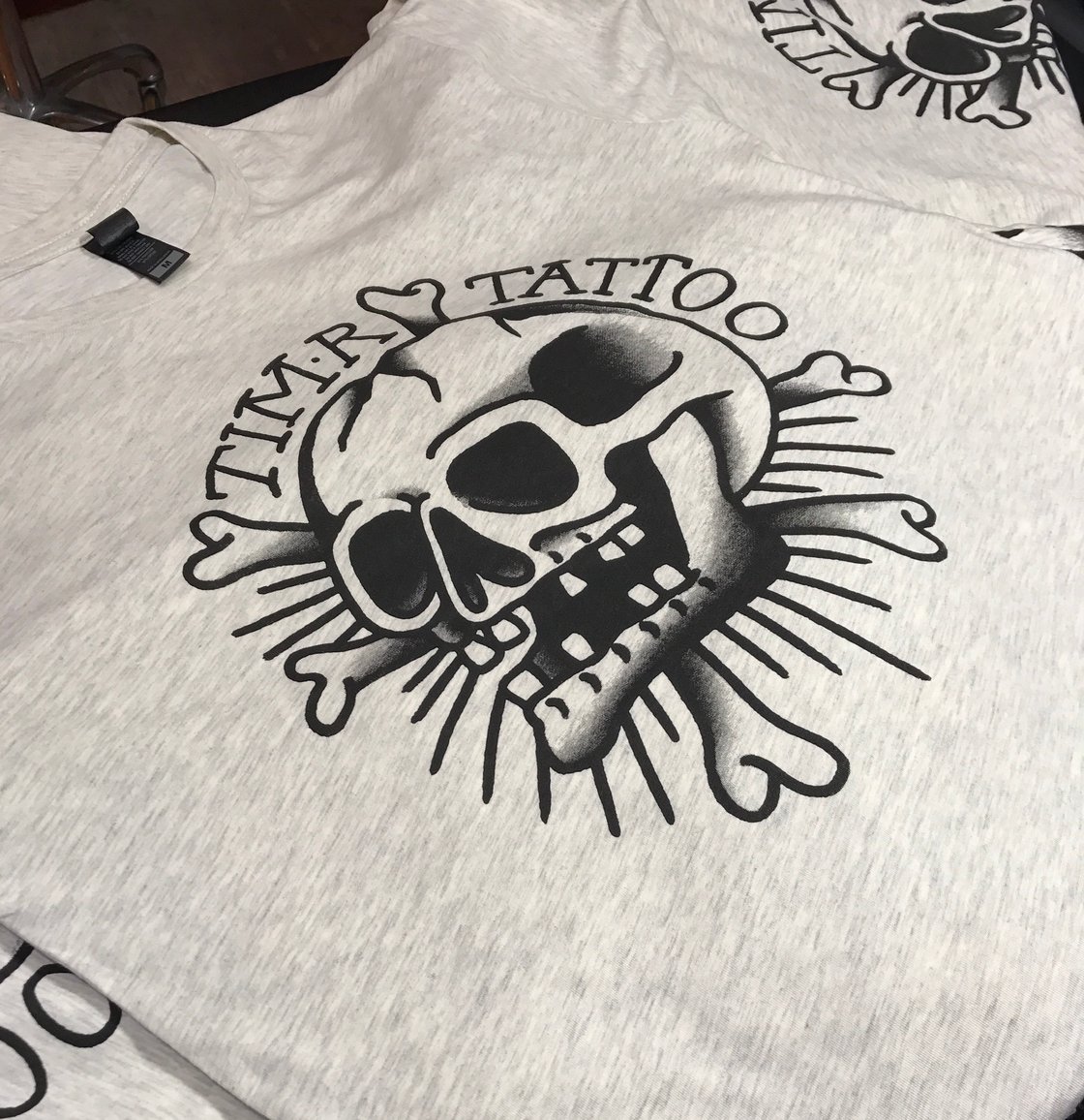 Image of Skull Logo T-shirt WARM GREY MARLE