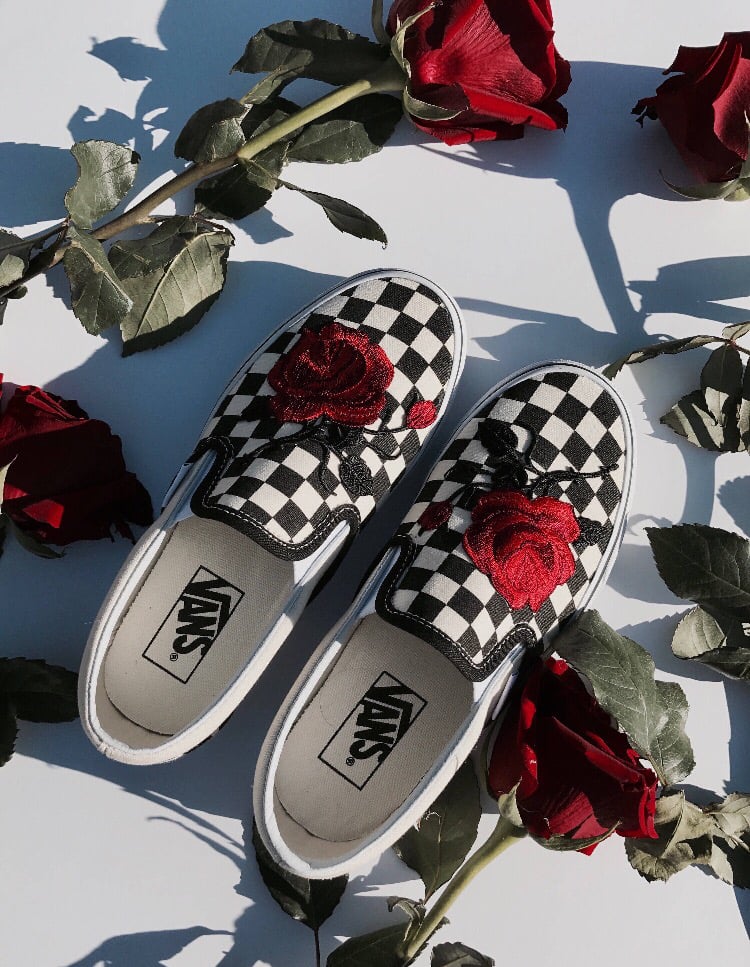 Vans with roses slip on Clearance