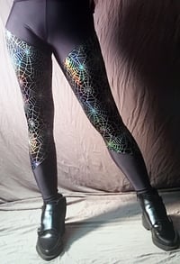 Image 3 of Holographic SpiderWeb leggings 