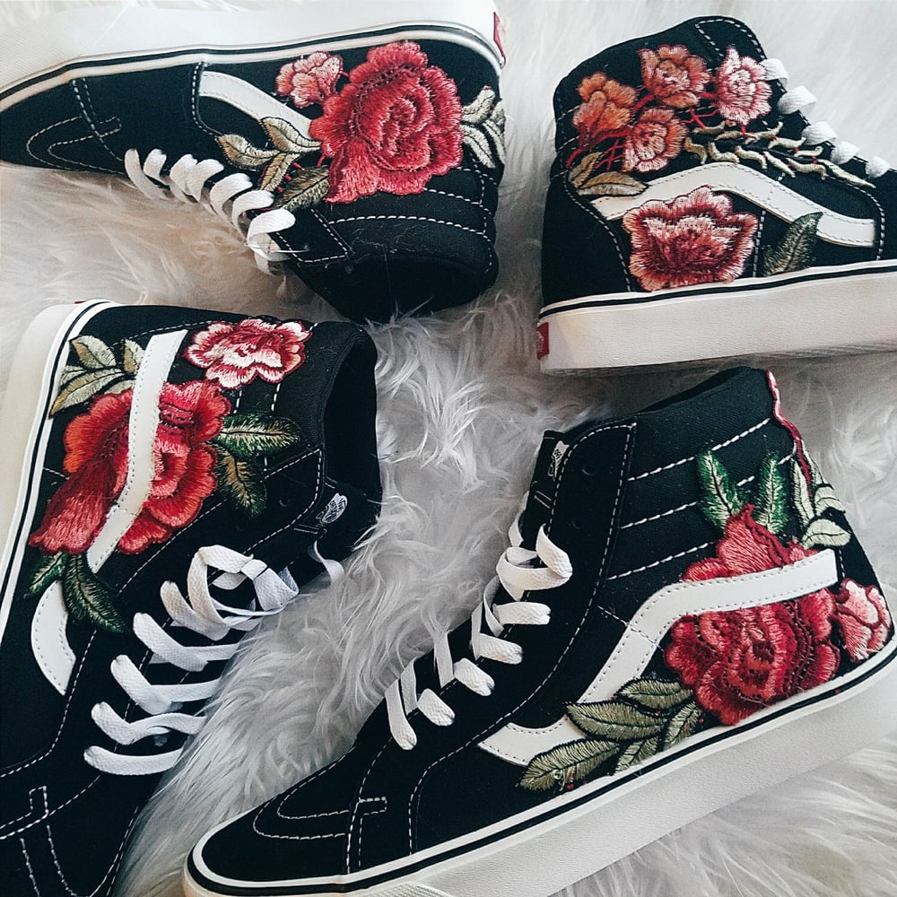Image of Custom Rose Embroidered Sk8 Hi Vans
