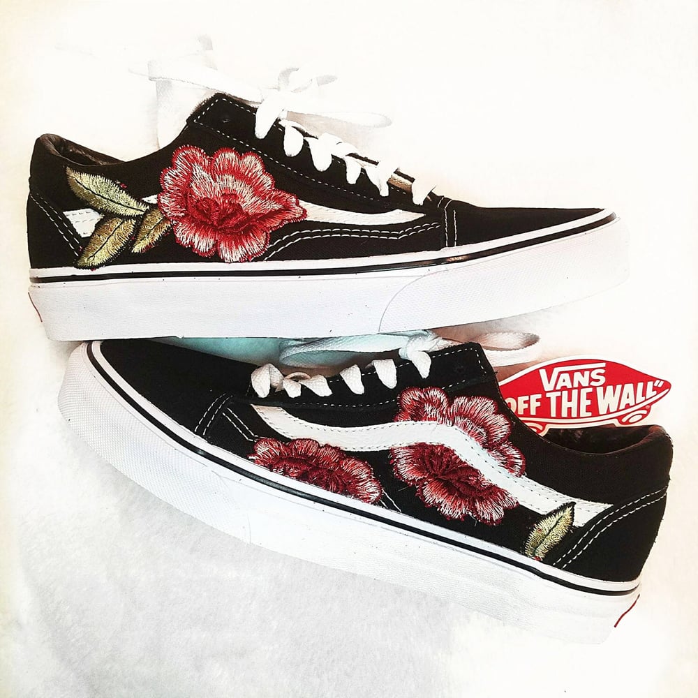 Image of Custom Rose Embroidered Low Top Vans