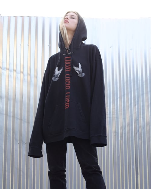 Image of "SHINE" INDUSTRIAL SAFETY PIN HOODIE - BLACK