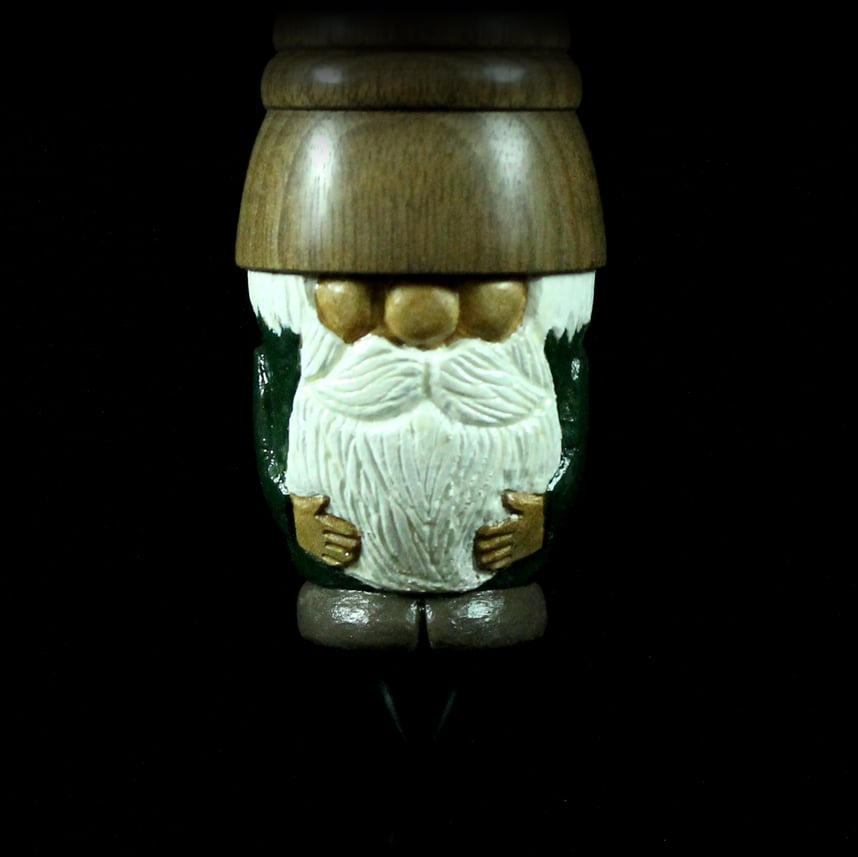 Image of Gnome support spindle in carved maple and walnut