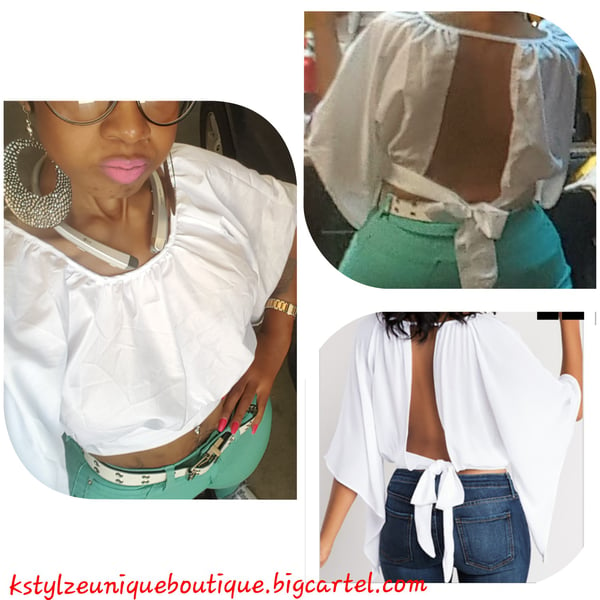 Image of White backless crop