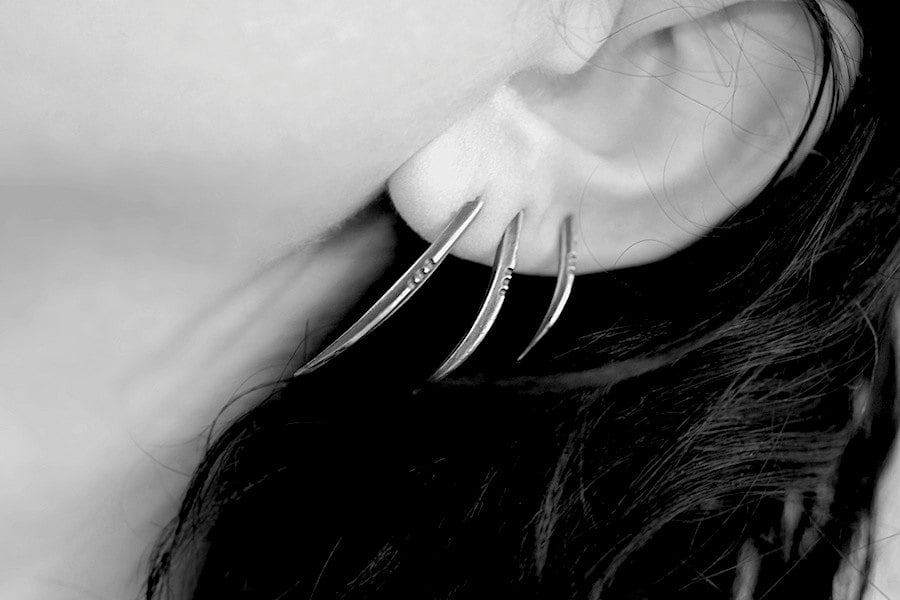 Image of TRIS: Scythe statement earrings, set of 3, sterling silver