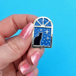 Image of Stargazer Cat, enamel pin - astrology - lapel pin