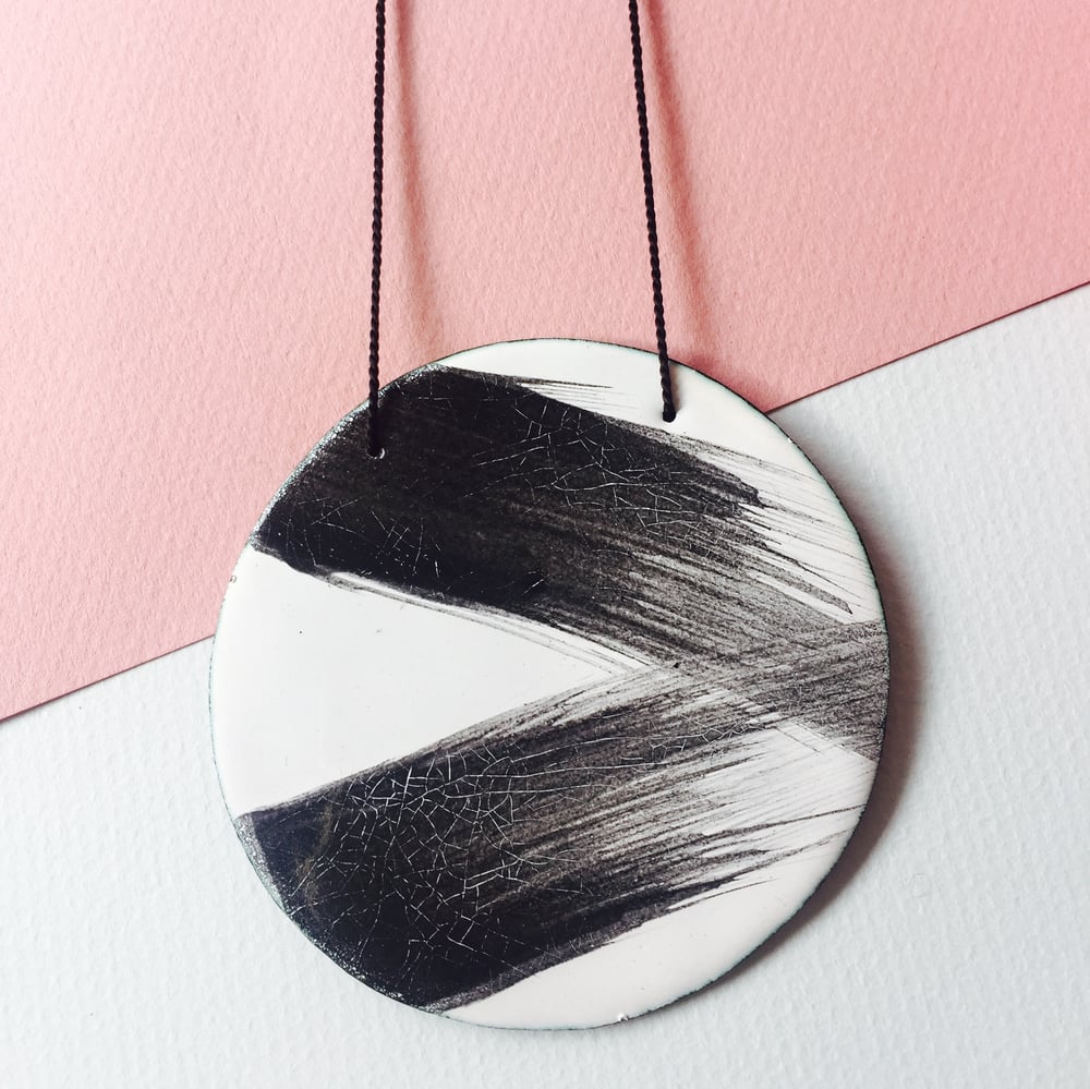 Image of Brush stroke pendant in white large