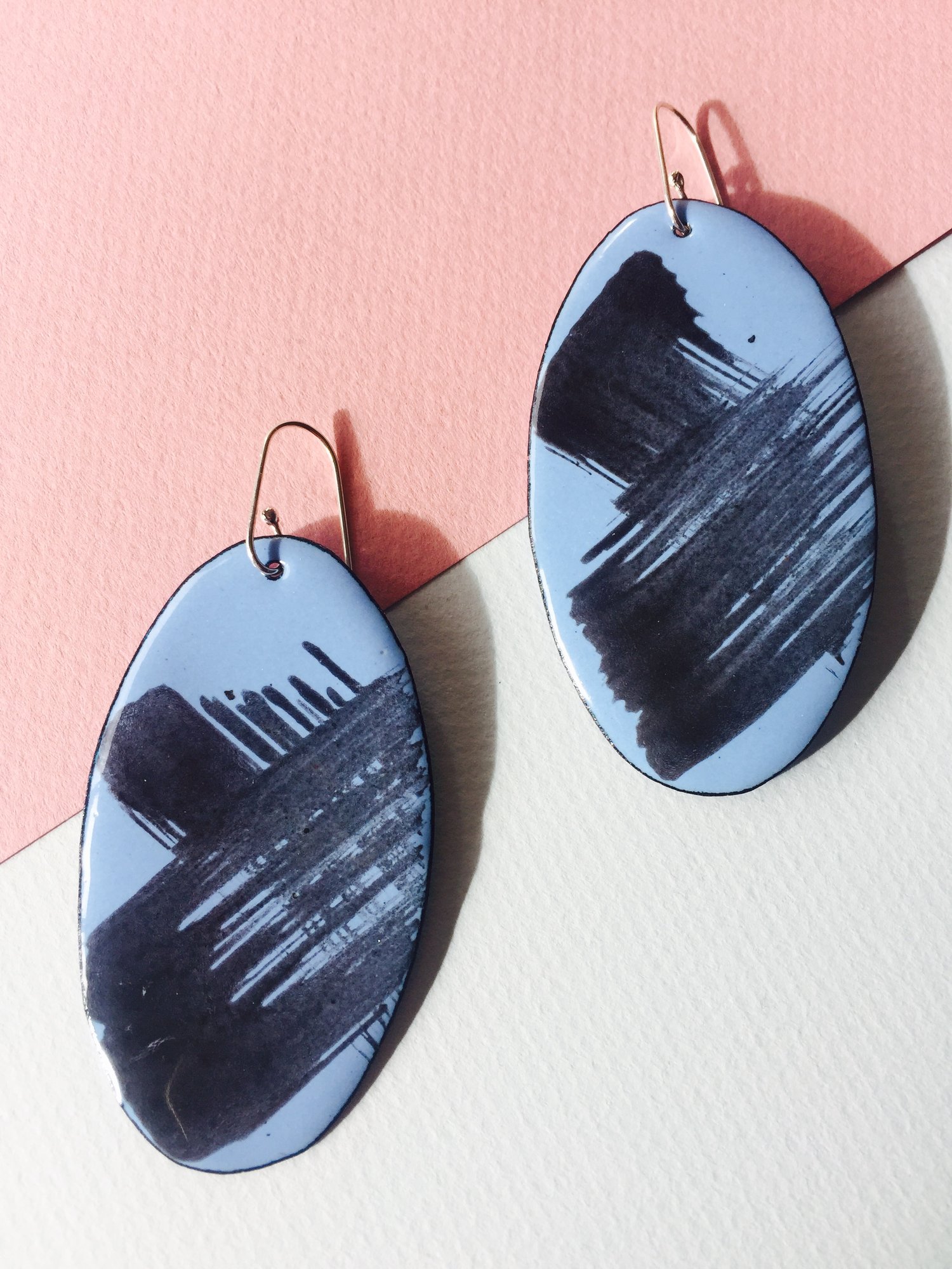 Image of Brush stroke earrings in pale blue