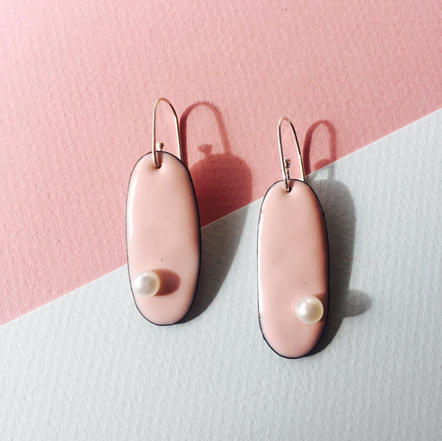 Image of Pearlies earring drops - blush pink - small