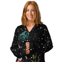 Image 3 of FREE SHIP - Mantis Queen Starry Night - Women’s Long Sleeve Pajama Top - Button Down Shirt 