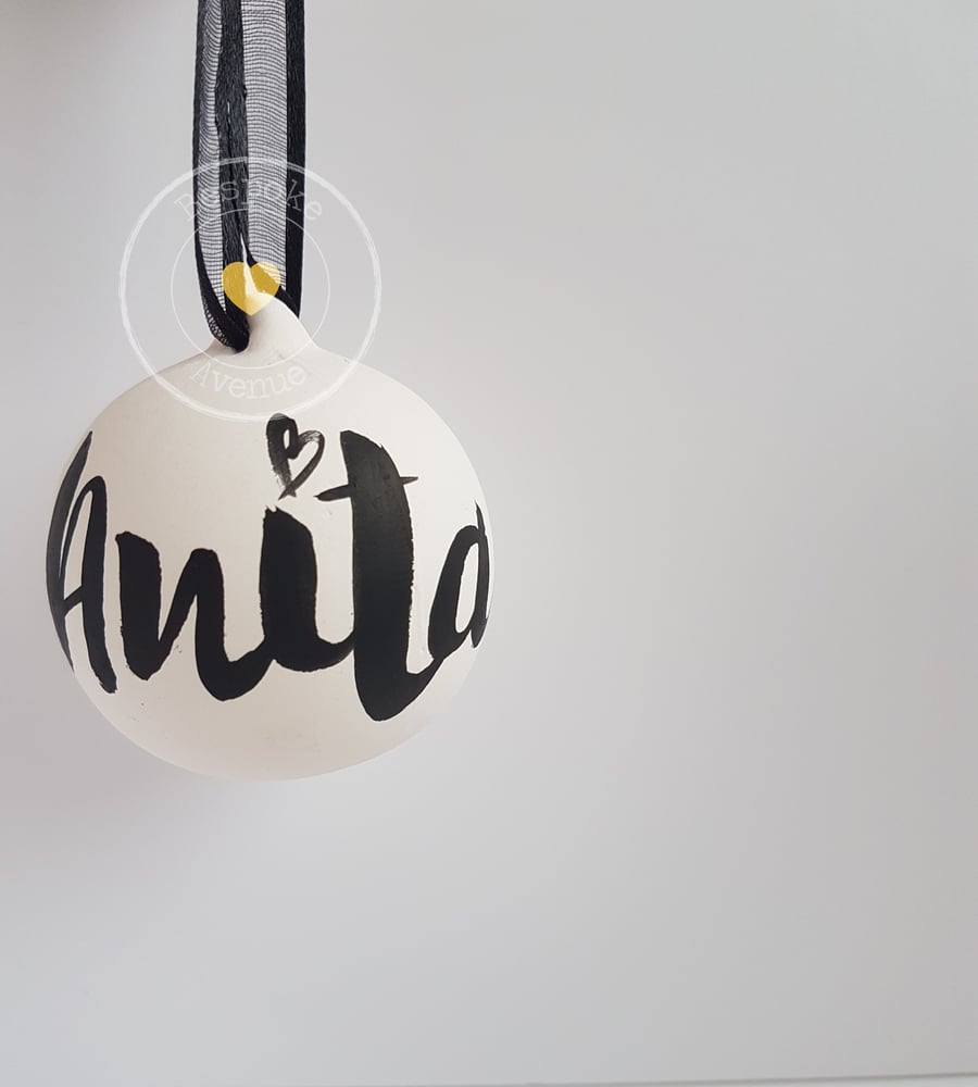 Image of Personalised Christmas Bauble (Brush Lettering)