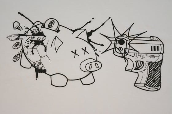 Image of Piggy Bank Tee (Black outline)